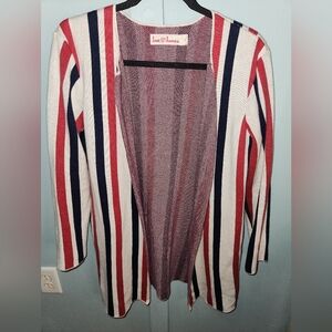 Love Hanna Open Striped Cardigan Sweater Pockets‎ Hanna Anderson Size Small